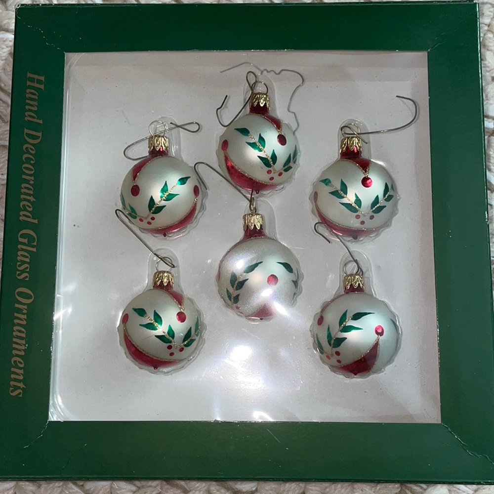 Bradford Hand decorated Glass Ornaments (six)